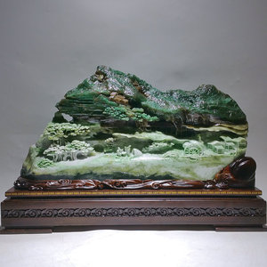 高端玉雕 赤壁泛舟 天然独山玉石意境山子中式镇宅工艺品摆件