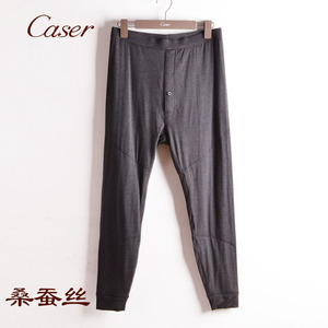 凯撒caser男士中厚保暖裤桑蚕丝秋冬三层薄型棉裤高腰修身ah65970
