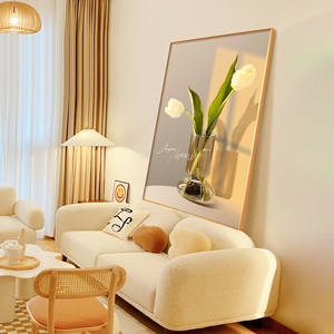 高级感奶油风光影装饰画北欧玄关壁画客厅大幅落地沙发背景墙挂画