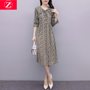 000人付款天猫中年妈妈碎花雪纺连衣裙春季女装时尚洋气遮肚子修身