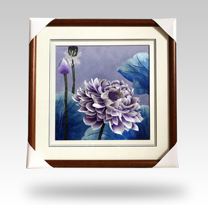 俏绣娘苏州中式苏绣装饰画成品纯手工刺绣紫色并蒂莲玄关真丝挂画