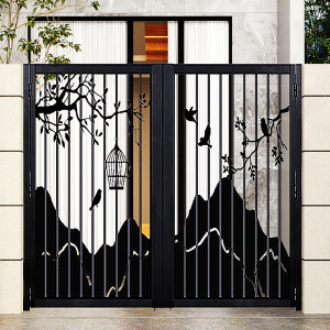 中式铁艺庭院门单双对开院子大门双开别墅花园小铁门简易栅栏定制