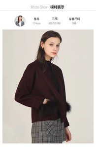 roem新款纯色大衣羊毛中短款毛呢外套高端气质女RCJW84914T