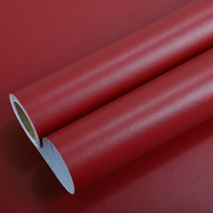 加厚酒红色壁纸法式复古墙纸卧室电视背景墙大红防水防霉即时贴