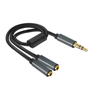 声卡双麦克风输入线 双监听耳机一分二线 3.5音频输入输出分线器