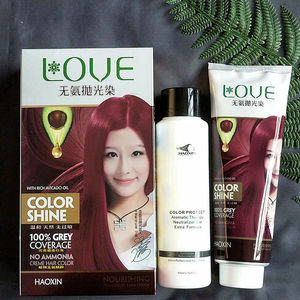 浩鑫无氨抛光染发膏纯植物染剂天然温和不刺激盖白染霜2大瓶450ml