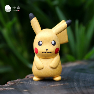 十亩定制24k纯黄金皮卡丘摆件999足金首饰珐琅宝可梦周边diy配饰