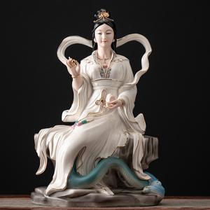 陶瓷补天女娲娘娘神像大地之母佛像创世女神新中式家用供奉摆件