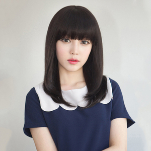 假发女长发气质真发空气中分刘海真发头套自然逼真真人发丝长直发