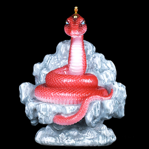 19寸汉白玉雕蟒蛇道家神像十二生肖12蛇柳仙莽仙灵蛇真身佛像摆件