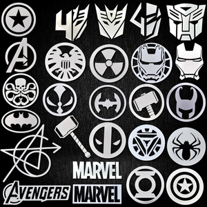 漫威复联初代6人金属贴钢铁侠美国队长雷神动漫手机电脑金属贴纸