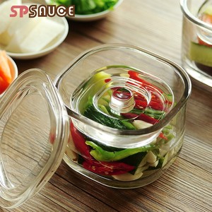 日本SP玻璃浅渍罐手工制作腌菜坛子重石压盖家用一夜泡菜玻璃罐子