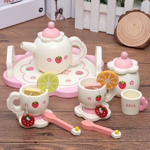 儿童仿真木制过家家玩具下午茶茶具茶壶甜点餐具套装女孩生日礼物