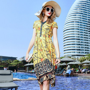 米兰站代购2018夏季新款欧美品牌女装 系带修身显瘦短袖连衣裙中