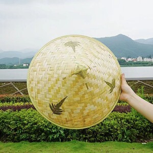 塑料仿竹编古代斗笠帽表演帽遮阳防晒防雨草帽户外农民工地凉帽男