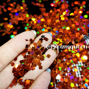 镭射梦幻橙色枫叶树叶闪片应援色diy起泡胶填充滴胶手机壳