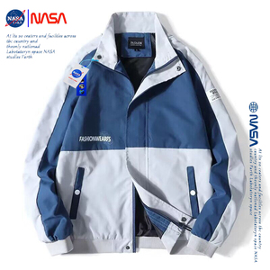NASA联名春秋季薄款男士夹克韩版立领外套休闲拼色帅气青年上衣潮