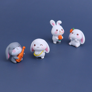 日式仿真可爱小动物小兔子卡通模型摆件迷你玩具微景观过家家玩偶