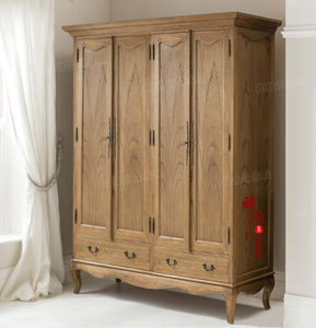 定制法式复古高端实木橡木四门大衣柜简约美式卧室双门实木衣橱柜