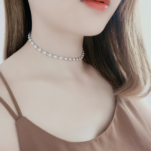 女王气质甜美爱心珍珠锁骨链简约可爱珍珠项链爱心锁骨链简约百搭