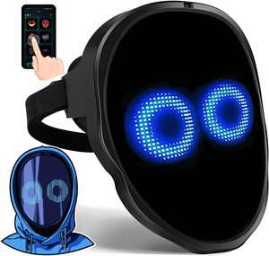 LED发光变脸面具DIY科幻机械头盔电子屏像素显示万圣节赛博朋克