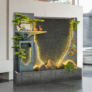 室内客厅玄关装饰中式假山流水景观办公室餐厅水幕墙庭院水系摆件