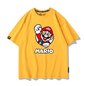 马里奥兄弟短袖T恤男夏季超级玛丽联名涂鸦设计纯棉衣服儿童装潮