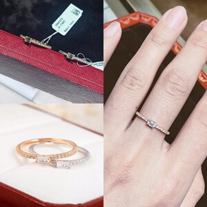cartier/卡地亚etincelle系列钻戒18k玫瑰金白金满钻戒指女士婚戒