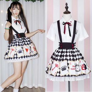 日系软妹学生套装lolita少女cos服洛丽塔洋装背带裙套装