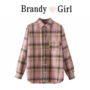 Brandy Girl 杨幂同款bm上衣外套设计感宽松衬衣格子纹衬衫女