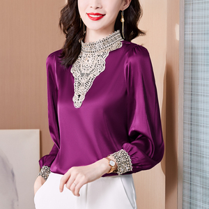 寸衫女春秋时尚外穿女士长袖2021新款女秋季真丝桑蚕丝小衫女上衣