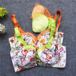 薄杯性感甜美 大花文胸 cd杯聚拢 大罩杯 调整型 舒适内衣大码