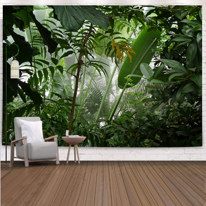北欧ins风热带雨林植物背景墙挂布芭蕉叶森林挂毯装饰画挂毯盖布
