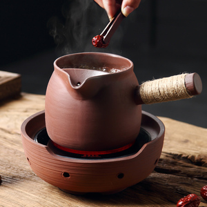 老岩泥罐罐茶大口围炉煮茶壶侧把养生普洱老白茶炭火煮茶器电陶炉