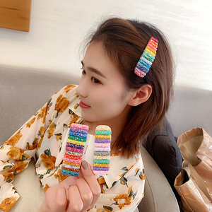 韩国泫雅风网红彩虹发夹顶夹刘海碎发边夹少女水钻bb夹发卡后脑勺