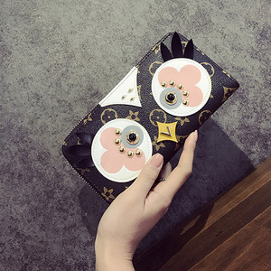 2018新款a-lv欧美时尚印花猫头鹰长款钱包日韩版百搭二折拉链女包