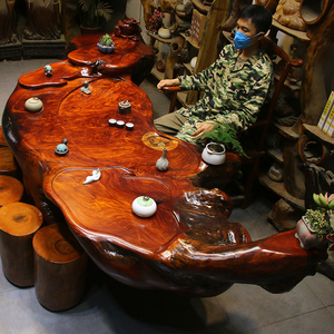 根雕茶台红椿木茶桌整体树根大型茶几实木茶桌椅组合茶海fx6440