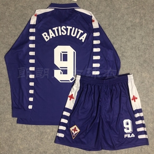 98-99佛罗伦萨复古足球衣主场意甲版9号巴蒂斯图塔长短袖套装定制