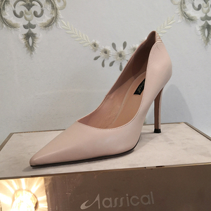 classical卡斯高女鞋小牛皮高跟鞋手工烫钻细跟单鞋尖头真皮简约