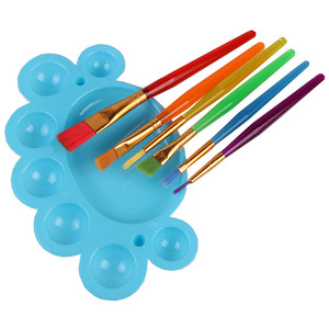 包邮儿童颜料画刷彩色透明塑料杆宝宝画笔6支装水彩水粉手工笔