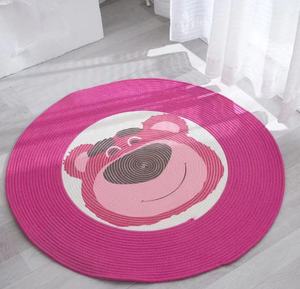 草莓熊卡通手工棉线超大床边地垫家用茶几小熊编织加厚网红地毯