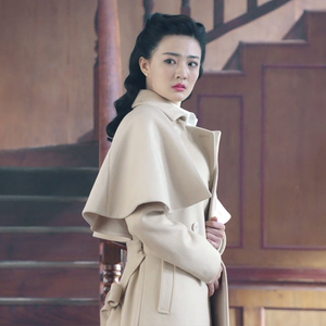 天衣无缝徐璐贵婉同款冬季民国风复古中长款毛呢外套斗篷呢料大衣