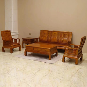 红木家具金花梨木万字沙发客厅小户型中式古典实木菠萝格原木整装