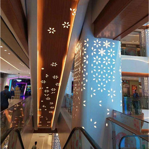 商场内装饰柱铝单板镂空花型包柱铝板内装亚克力板透光铝方柱烤漆