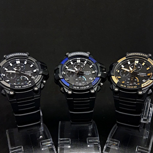 卡西欧运动指针日韩表三眼防水男款手表黑金色mcw-200h/110h-1a