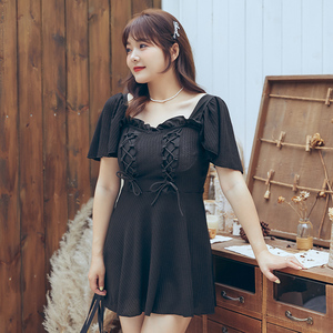 唐美人 2022新款连体泳衣保守遮肚显瘦大胸胖mm温泉韩范度假泳衣