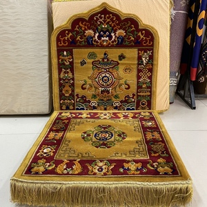 藏传佛教藏式法座地毯羊毛法座垫带靠背打坐垫拜垫供养上师80*80