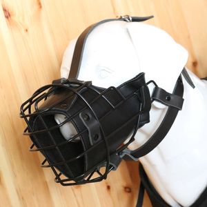 撞击口笼德牧罗威纳大型犬专用牛皮不锈钢嘴套防咬防捡食硅胶口笼