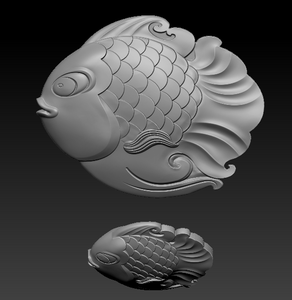 鱼三维立体圆雕精雕玉雕图3d打印stl文件金鱼鲤鱼雕刻机3d模型06