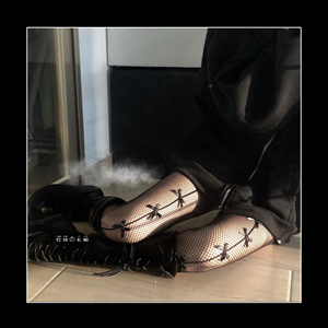 自制【软】满分甜妹 ~显瘦诱惑黑色长筒网袜渔网性感连裤袜黑丝袜